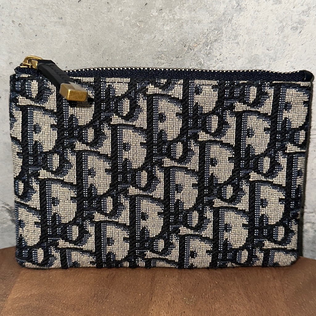 Christian Dior Oblique Pochette Pouch Clutch Navy